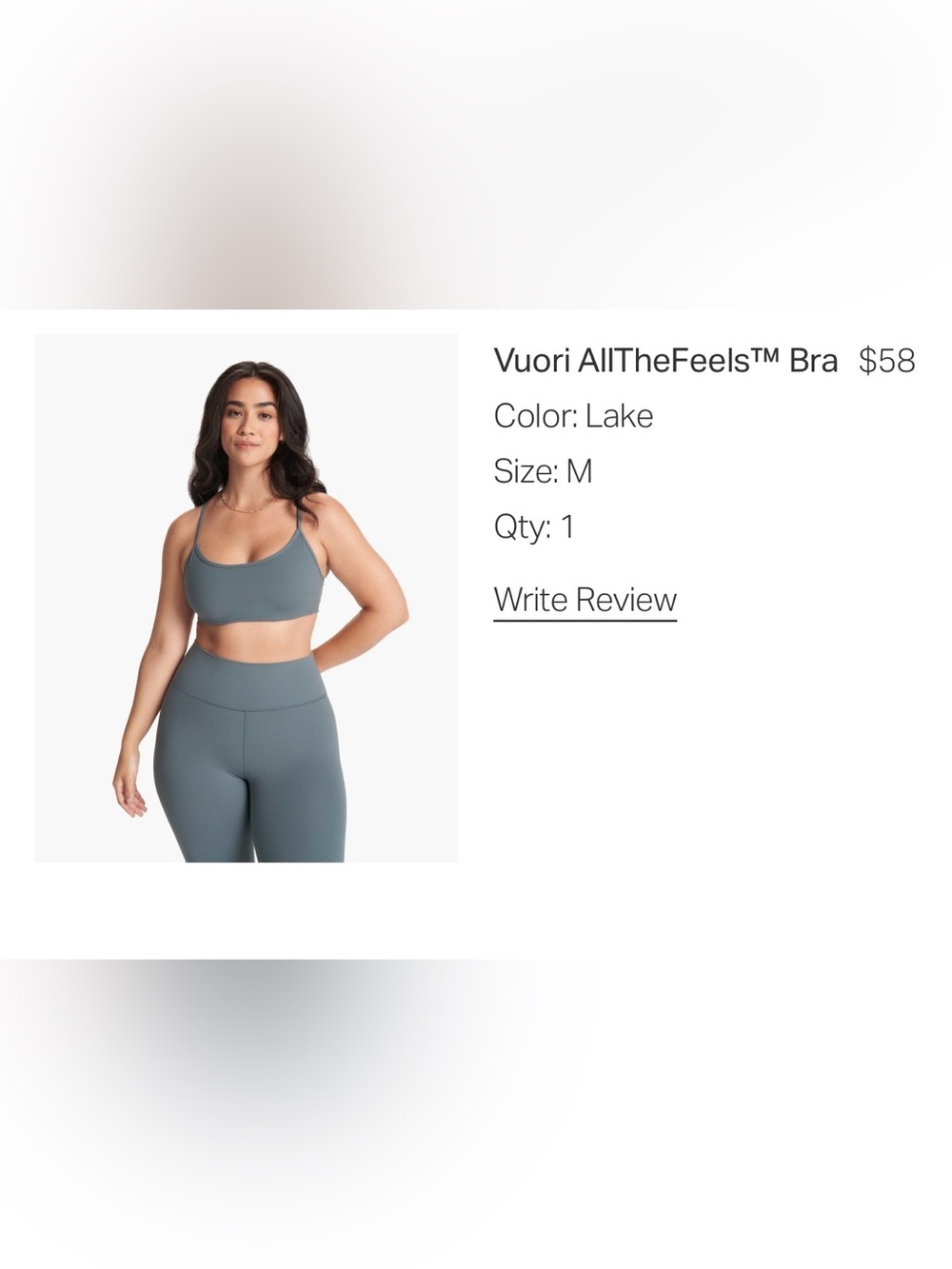 Vuori Lake AllTheFeels Scoop Sports Bra in Lake